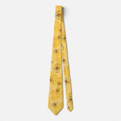 Bee Buzzing Honey Bees Bumblebee Art Neck Tie