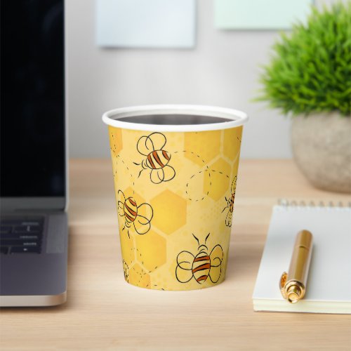 Bee Buzzing Honey Bees Bumblebee Art Paper Cups
