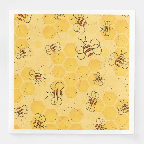 Bee Buzzing Honey Bees Bumblebee Art Paper Dinner Napkins