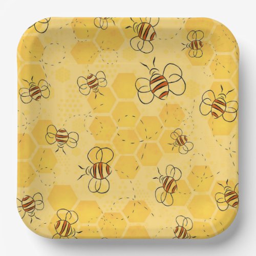 Bee Buzzing Honey Bees Bumblebee Art Paper Plates