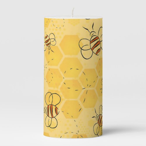 Bee Buzzing Honey Bees Bumblebee Art Pillar Candle