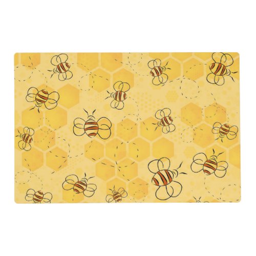 Bee Buzzing Honey Bees Bumblebee Art Placemat