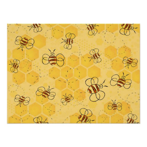 Bee Buzzing Honey Bees Bumblebee Art Poster