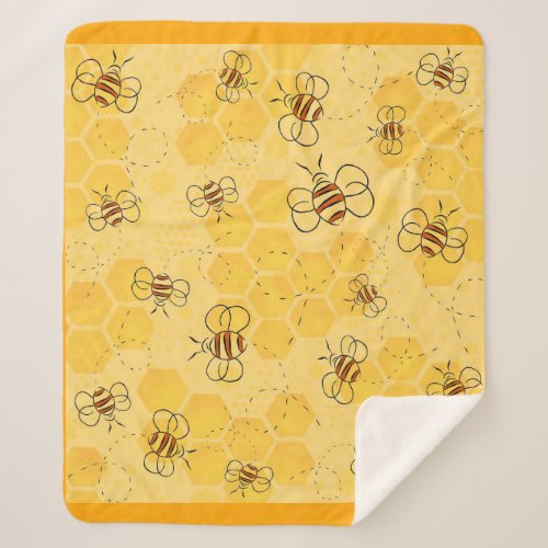 Bee Buzzing Honey Bees Bumblebee Art Sherpa Blanket