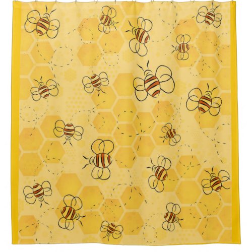 Bee Buzzing Honey Bees Bumblebee Art Shower Curtain