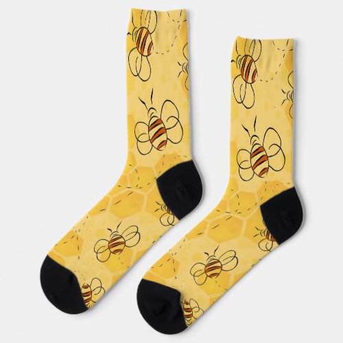 Bee Buzzing Honey Bees Bumblebee Art Socks