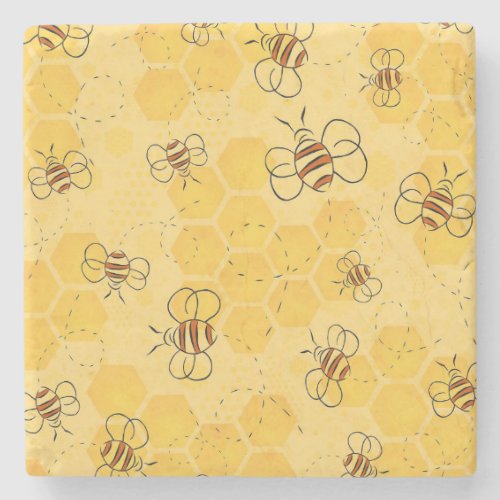 Bee Buzzing Honey Bees Bumblebee Art Stone Coaster