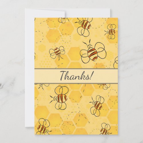 Bee Buzzing Honey Bees Bumblebee Art Thank You Card