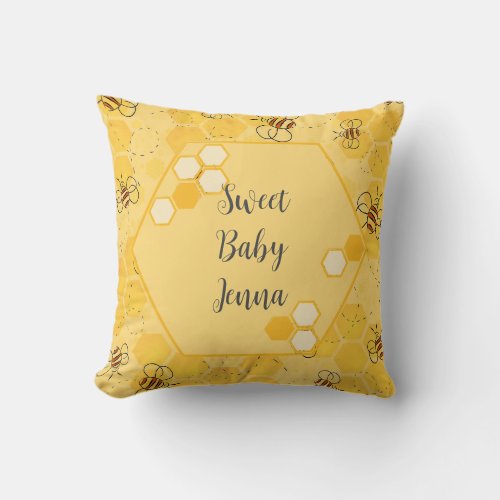 Bee Buzzing Honey Bees Bumblebee Art Throw Pillow