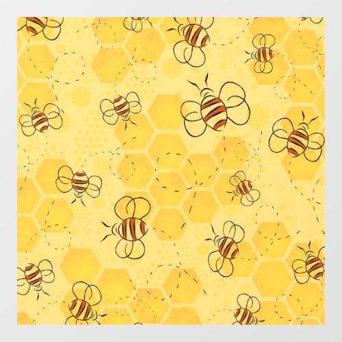 Bee Buzzing Honey Bees Bumblebee Art Window Cling