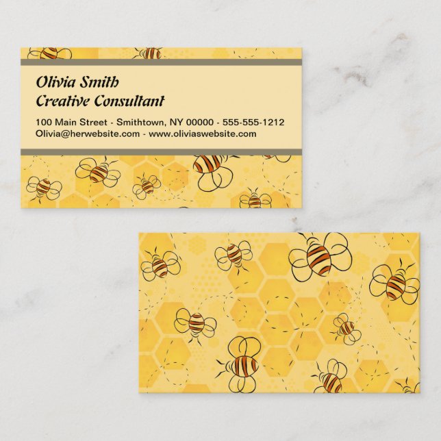 Bee Buzzing Honey Bees Cute  Business Card (Front/Back)