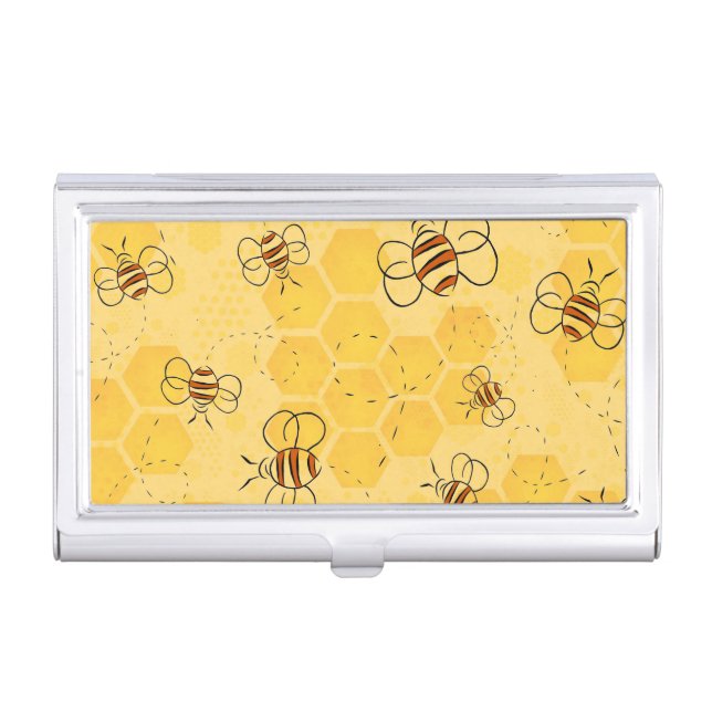 Bee Buzzing Honey Bees Cute  Business Card Case (Front)