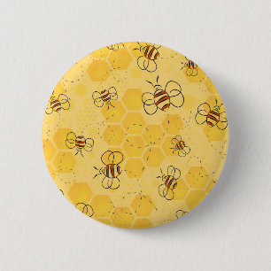 Bee Buzzing Honey Bees Cute Button