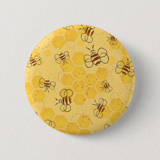Bee Buzzing Honey Bees Cute  Button (Front)
