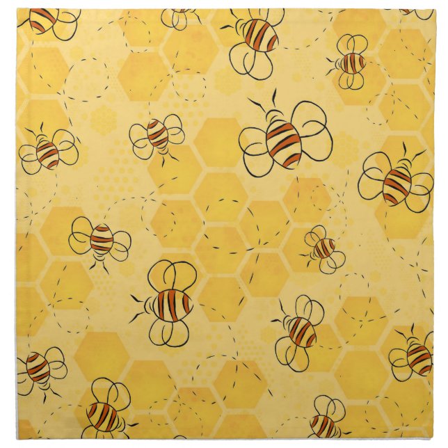 Bee Buzzing Honey Bees Cute  Cloth Napkin (Front)