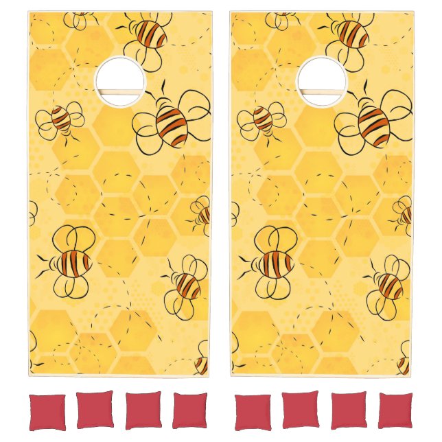 Bee Buzzing Honey Bees Cute  Cornhole Set (Set)