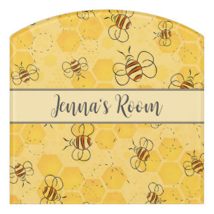 Bee Buzzing Honey Bees Cute  Door Sign