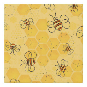 Bee Buzzing Honey Bees Cute  Faux Canvas Print