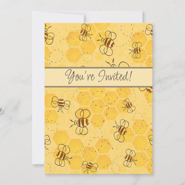 Bee Buzzing Honey Bees Cute  Invitation (Front)