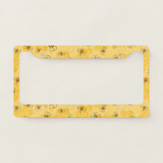 Bee Buzzing Honey Bees Cute  License Plate Frame
