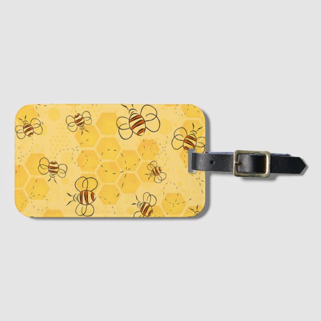 Bee Buzzing Honey Bees Cute  Luggage Tag (Front Horizontal)