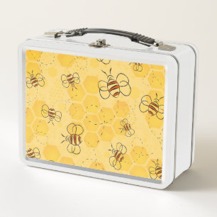 Bee Buzzing Honey Bees Cute Metal Lunch Box