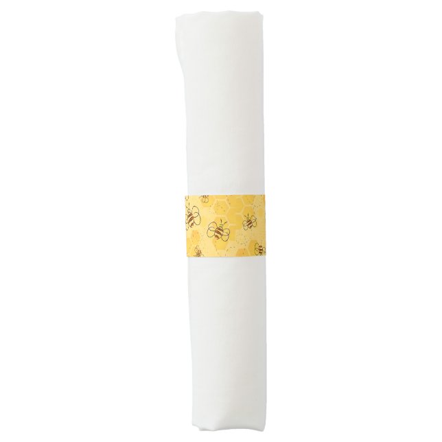 Bee Buzzing Honey Bees Cute  Napkin Bands (Front)