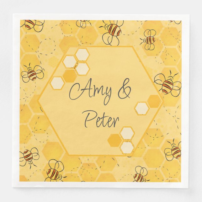 Bee Buzzing Honey Bees Cute  Paper Dinner Napkins (Front)