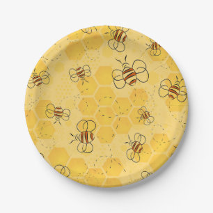 Bee Buzzing Honey Bees Cute Paper Plates