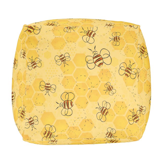 Bee Buzzing Honey Bees Cute  Pouf (Bottom)
