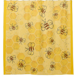 Bee Buzzing Honey Bees Cute Shower Curtain