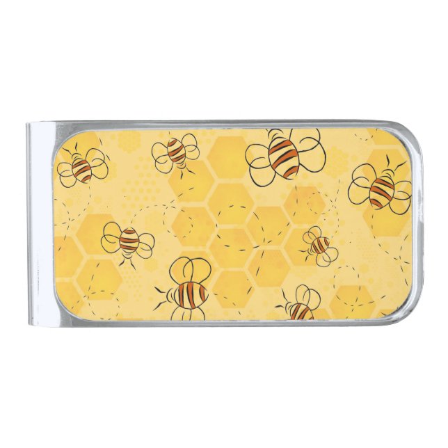 Bee Buzzing Honey Bees Cute  Silver Finish Money Clip (Front)
