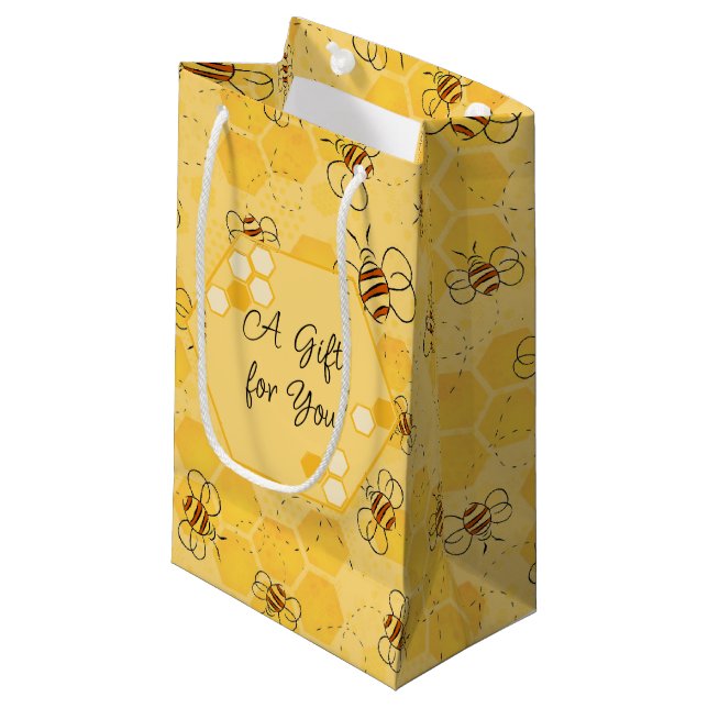 Bee Buzzing Honey Bees Cute  Small Gift Bag (Front Angled)