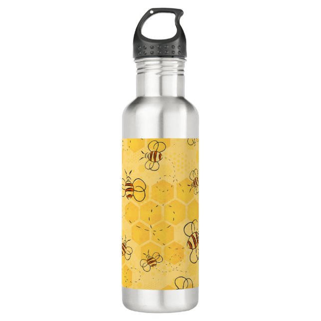 Bee Buzzing Honey Bees Cute  Stainless Steel Water Bottle (Front)