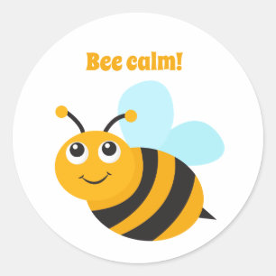 Bee calm classic round sticker