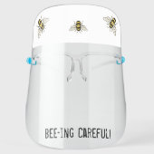 BEE - CAREFUL!  Bumble bee yellow and black Face Shield (Front)