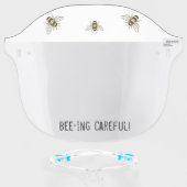 BEE - CAREFUL!  Bumble bee yellow and black Face Shield (Front w/Glasses)