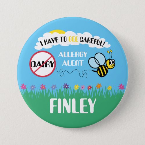 Bee Careful Dairy Allergy Alert Button