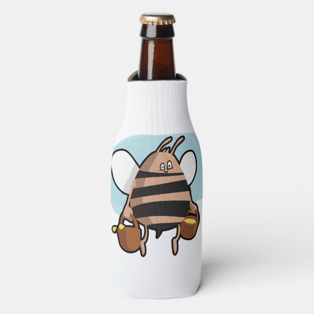 Bee cartoon bottle cooler (Bottle Front)