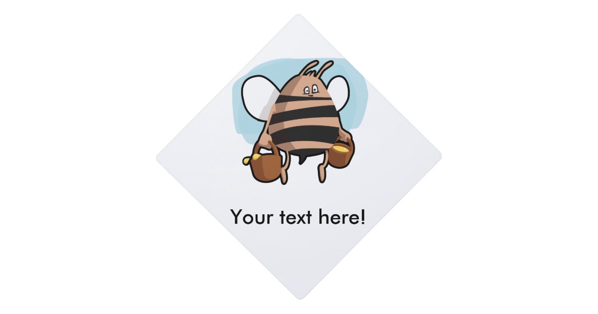 Bee cartoon graduation cap topper | Zazzle