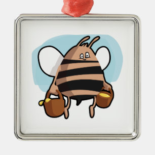 Bee cartoon metal ornament
