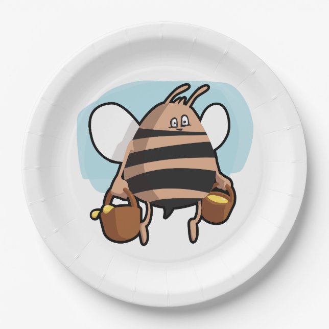 Bee cartoon paper plates (Front)