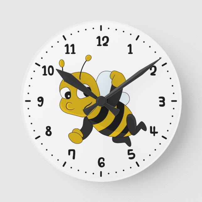 Bee cartoon round clock (Front)