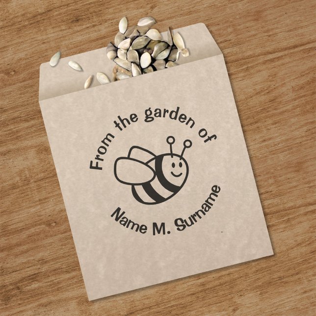 Bee Cartoon Stamp (Seed Envelope Stamp in Use)