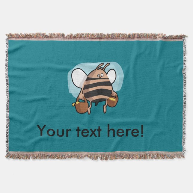 Bee cartoon throw blanket (Front)