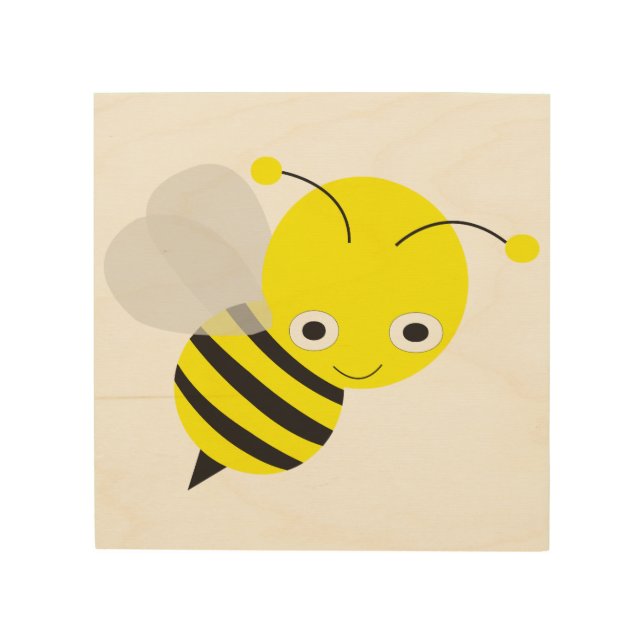 Bee cartoon wood wall decor (Front)