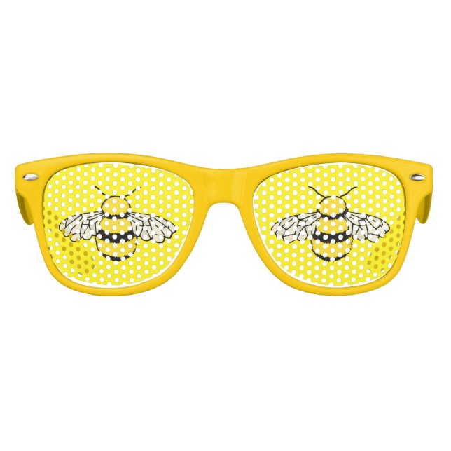 Bee Cartoon Yellow Kids Sunglasses (Front)