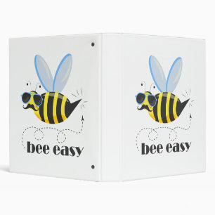 Bee character with mustache sunglasses Bee Easy 3 Ring Binder