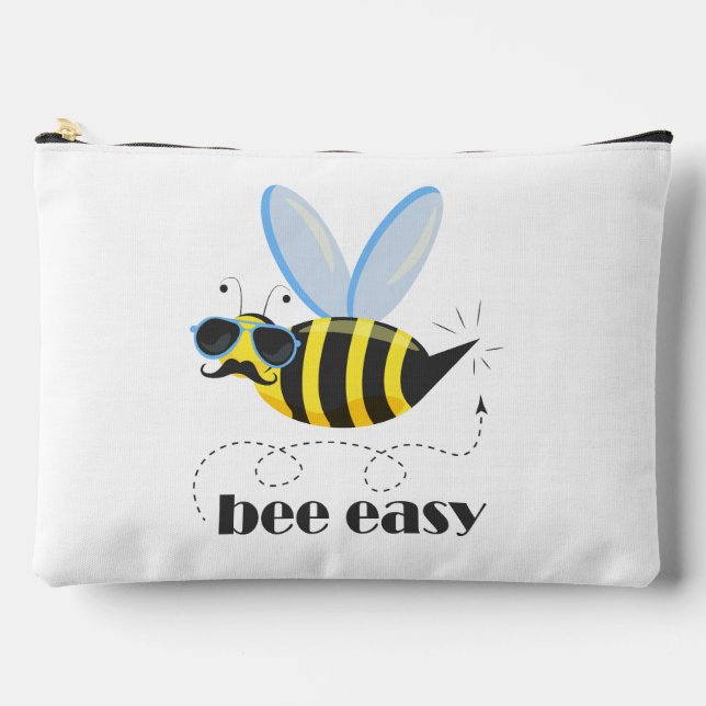 Bee character with mustache sunglasses Bee Easy Accessory Pouch (Front)
