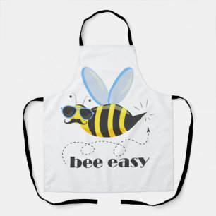 Bee character with mustache sunglasses Bee Easy Apron
